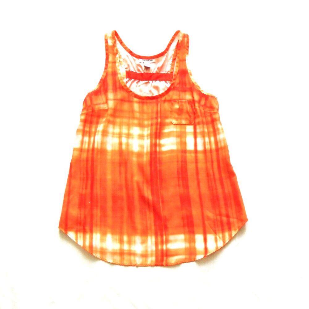 Calvin Klein Women's RacerBack Sleeveless Blouse Sz s Orange
